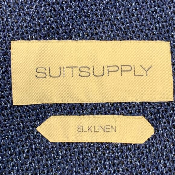 SUITSUPPLY Size 44 Blue Woven Silk Linen Notch Lapel Sport Coat - Picture 9 of 12